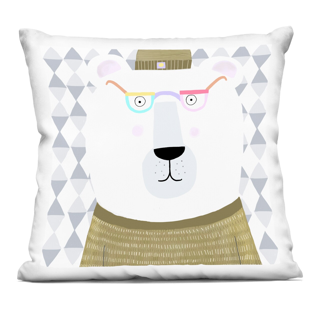 Stupell Industries Polar Bear in Jumper & Hat Decorative Printed Throw Pillow, design by Carla Daly, 18 x 7 x 18
